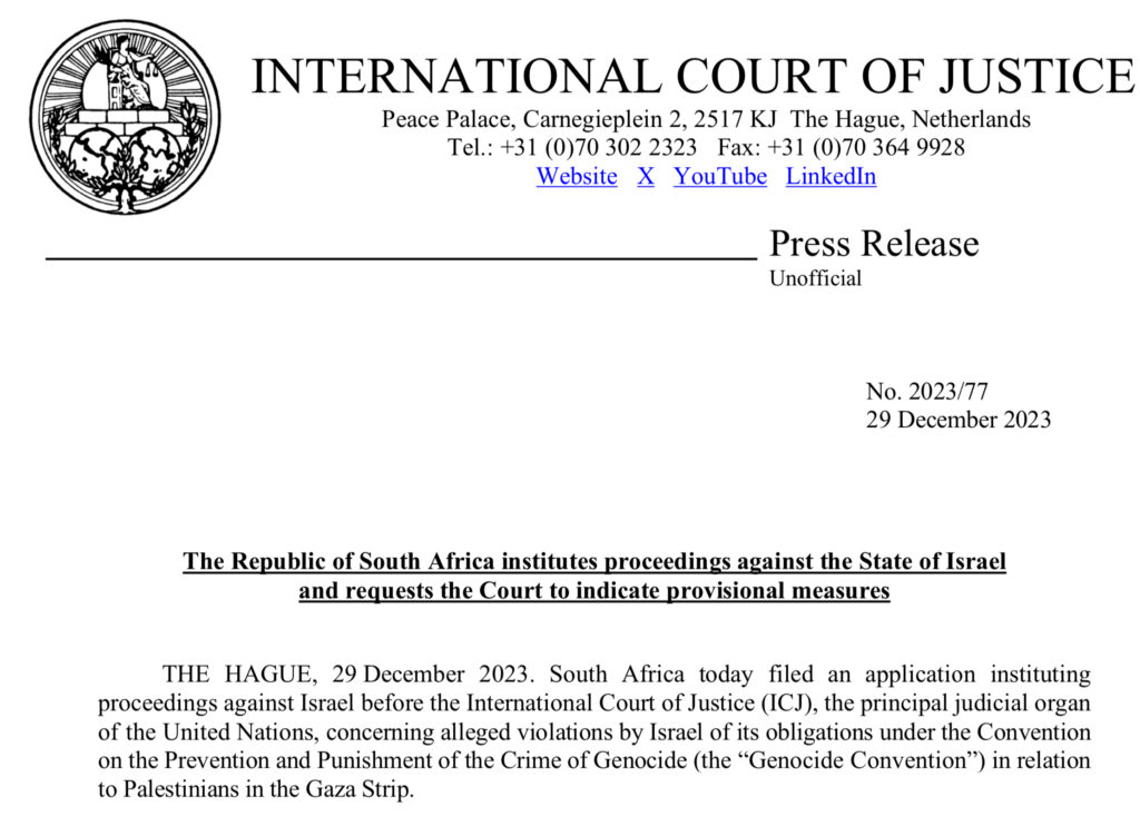 International Court of Justice press release